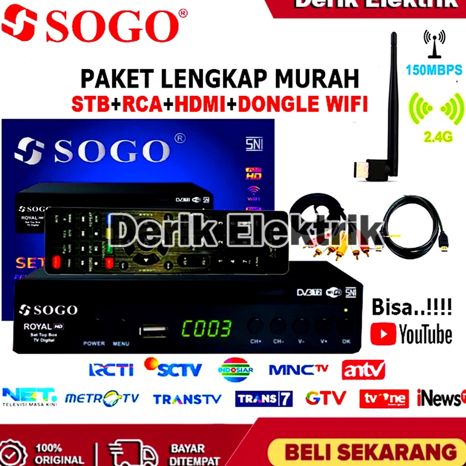 GROSIR SET TOP BOX TV DIGITAL SOGO DVB T2 EWS UHF HD  ALAT TV DIGITAL SET TOP BOX  STB TV DIGITAL  S