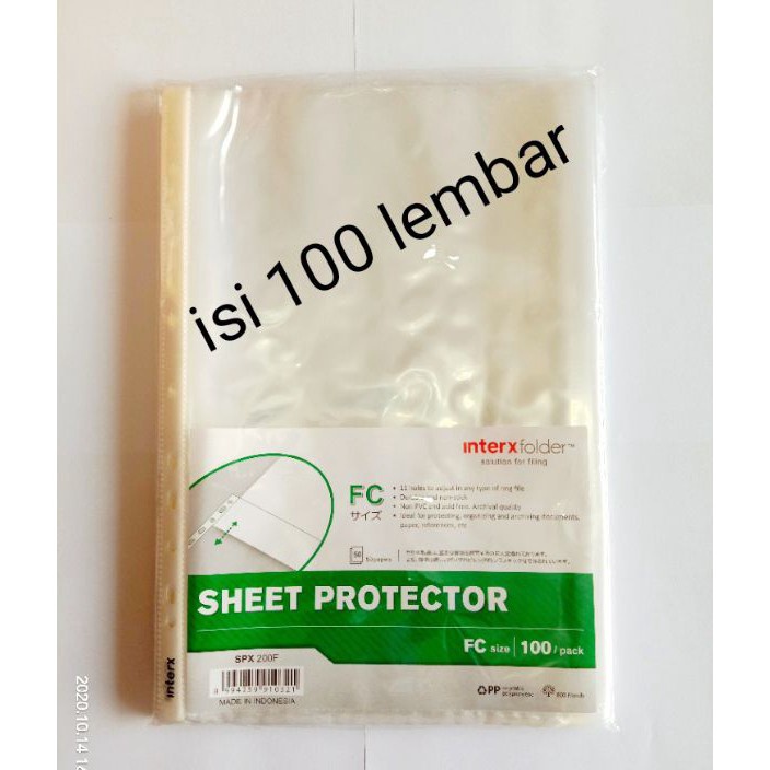 

Jangan Sampai Kehabisan PP Pocket Folio InterX isi 1 Lembar Sheet Protector F4 Inter X pak 1