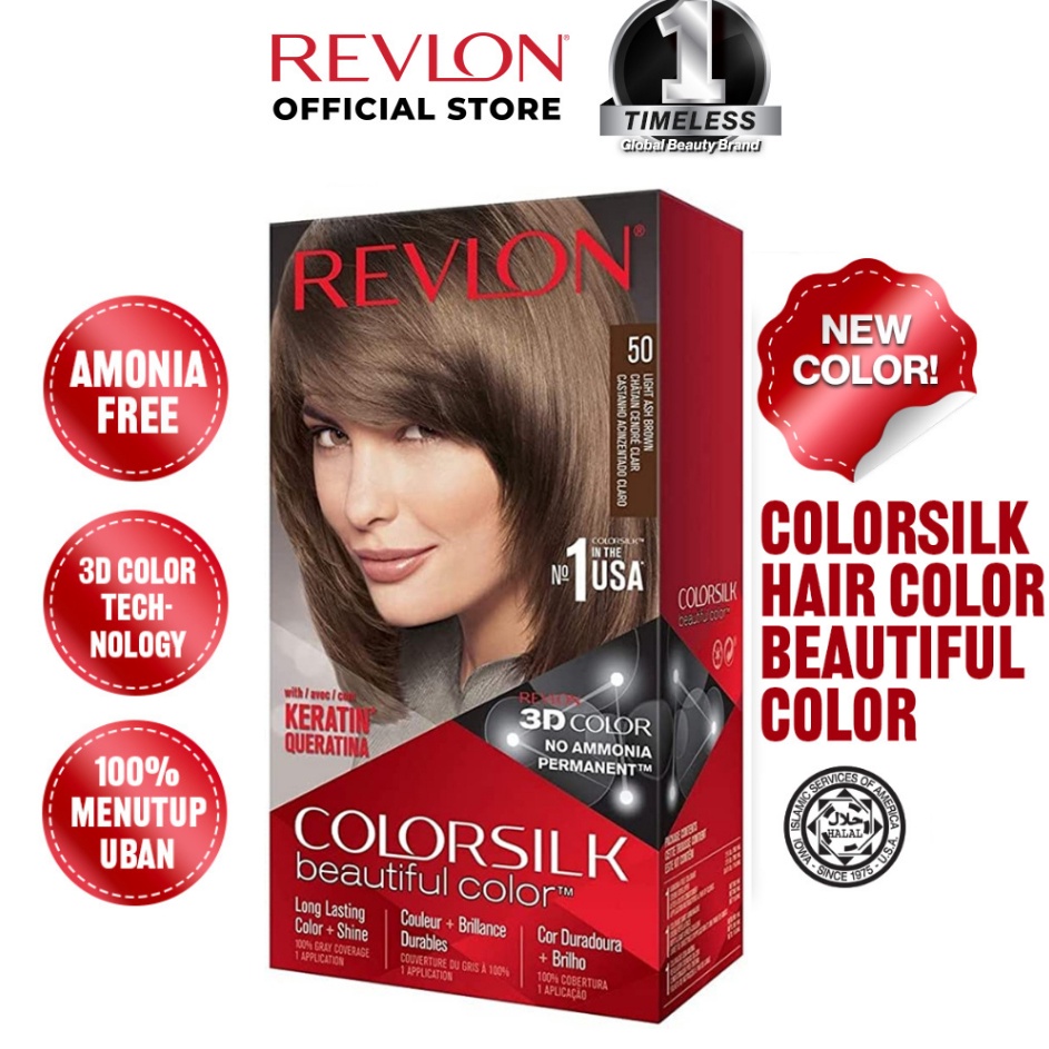TERKENAL Revlon Colorsilk Hair Color Cat Rambut  Light Ash Brown 5