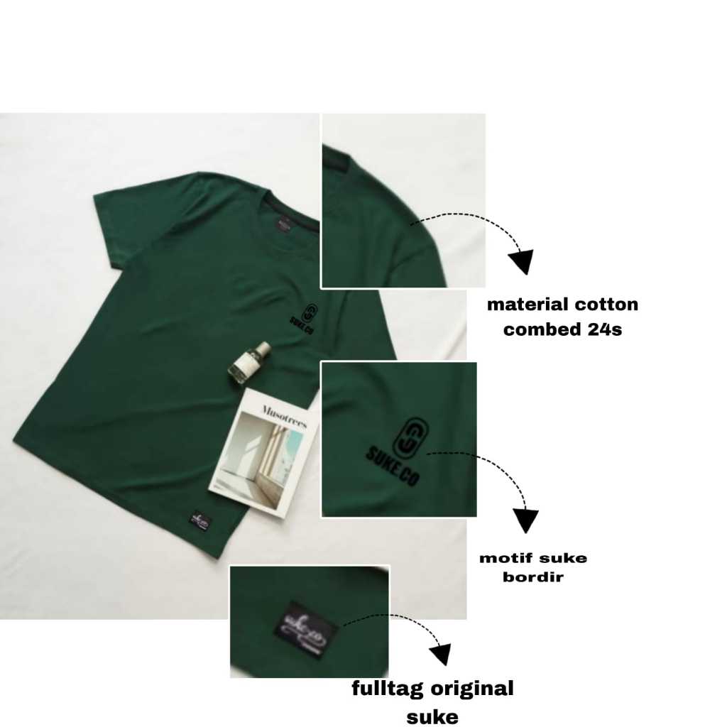 Baju Kaos Pria Logo Bordir Warna Hijau High Quality Premium Terbaru