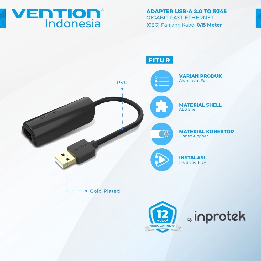 KILAT Vention USB to LAN RJ45 Ethernet USB to RJ45 Adapter