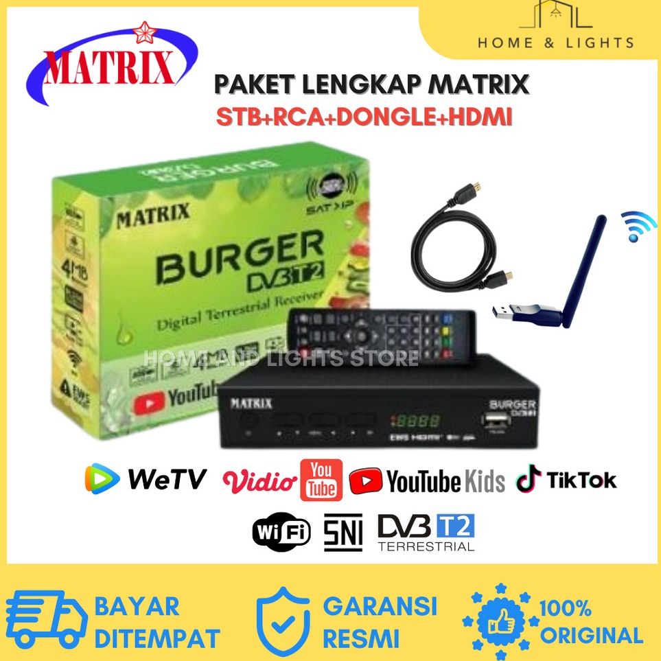 V Set Top Box TV Digital Matrix Burger Hijau DVBT2 Matrix Apple Kuning  Set Box TV Digital Matrix Ku