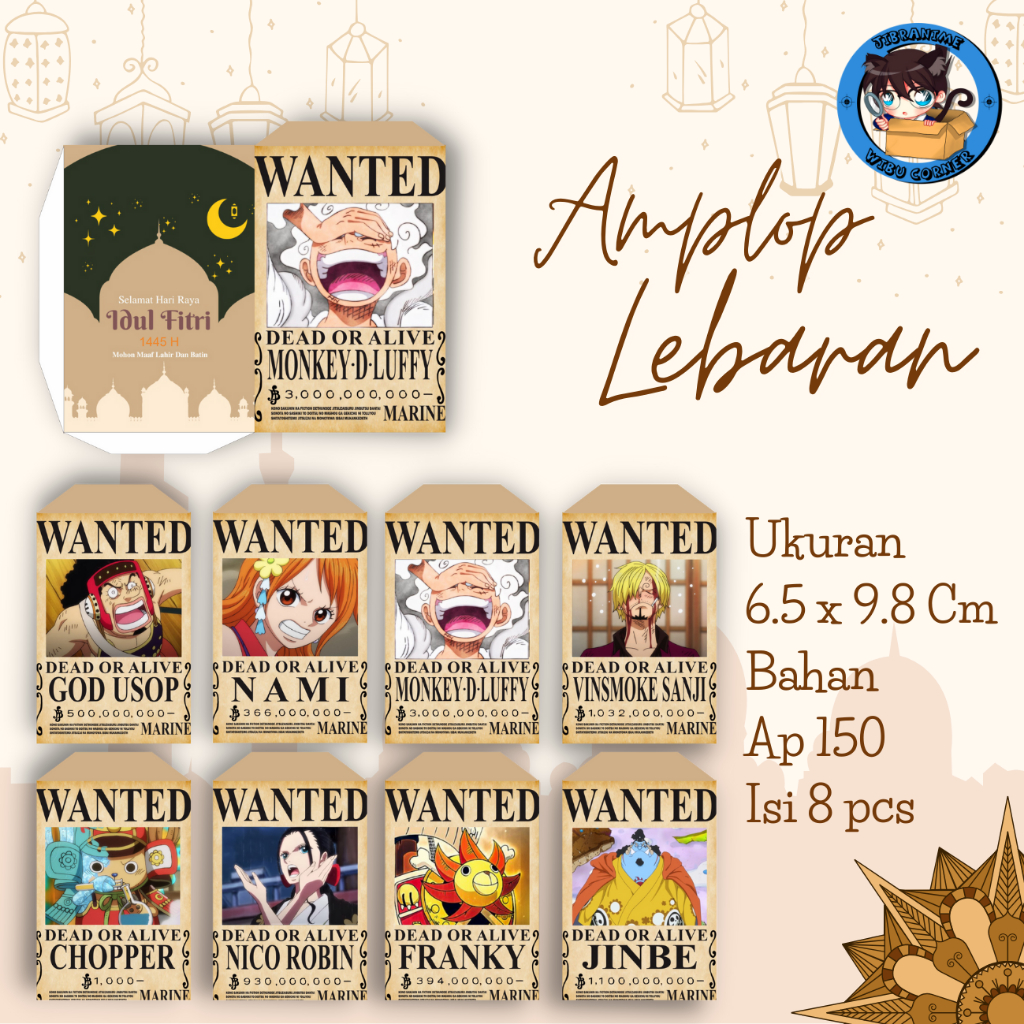 

Amplop lebaran anime One Piece NEW WANTED GEAR 5