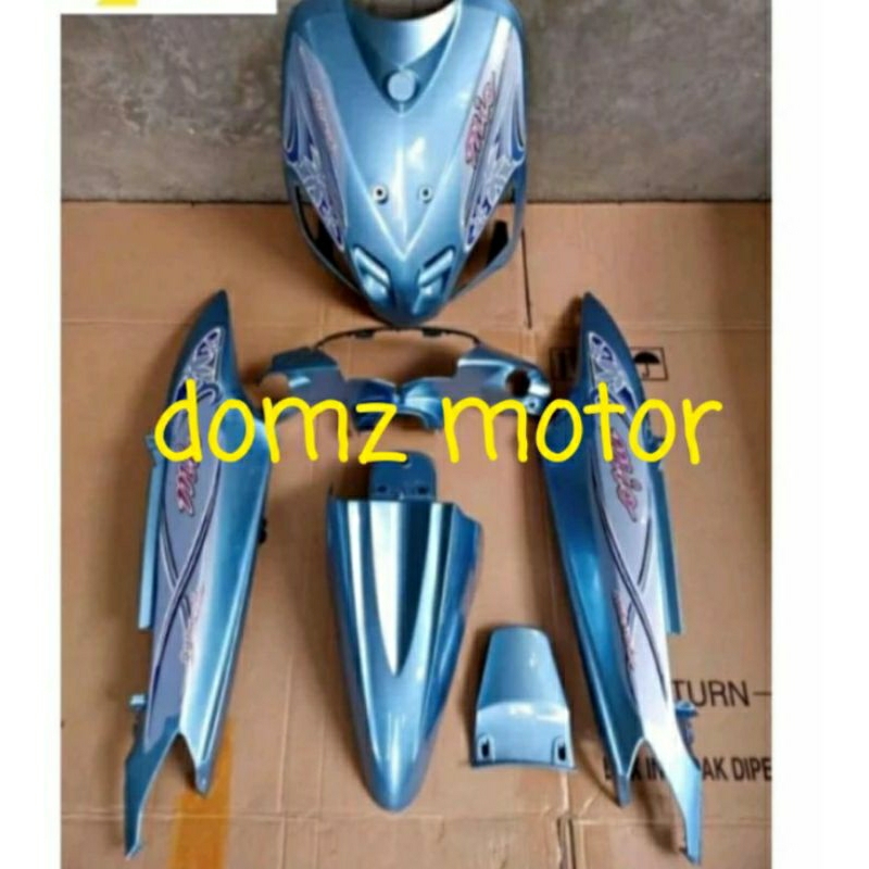 cover body halus yamaha mio sporty biru telur asin plus striping