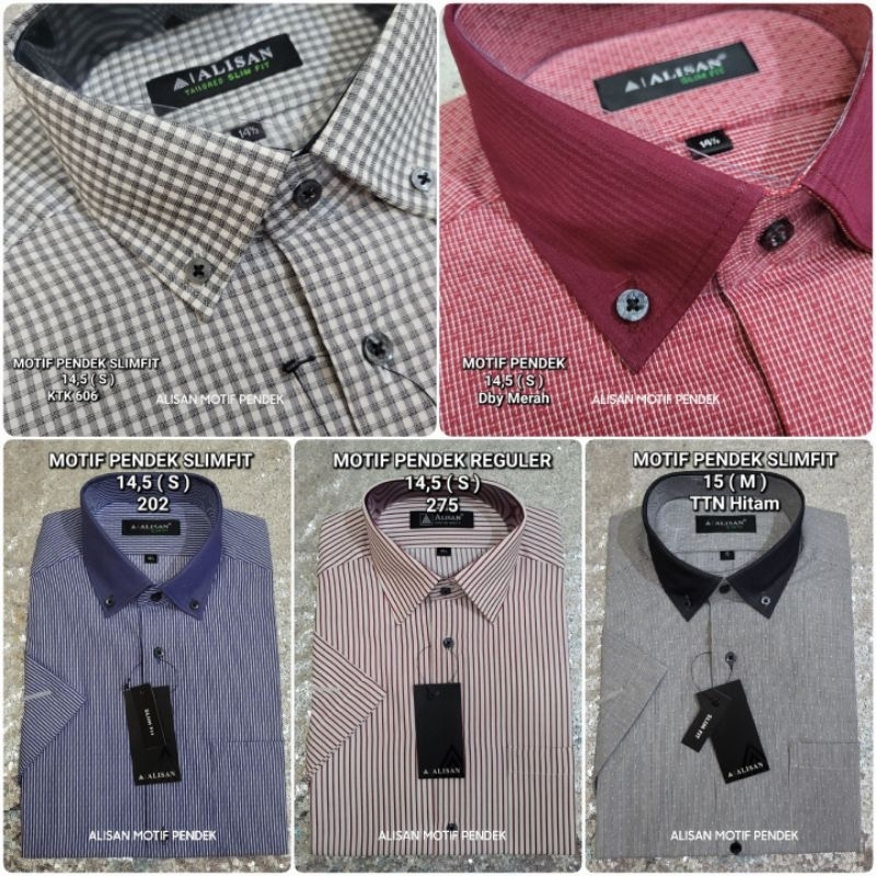 KEMEJA ALISAN MOTIF KOTAK SALUR KOMBINASI Lengan Pendek  100%  ORIGINAL