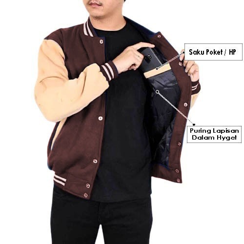 Jaket Baseball Polos Pria Wanita Ada Saku Dalam  / Jaket Varsity Polos New Arrival / Jaket Baseball 