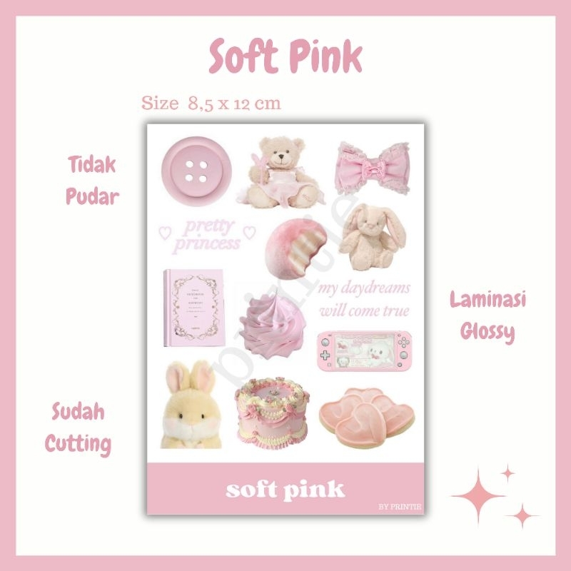

[1 lbr] kisscut stiker aesthetic soft pink