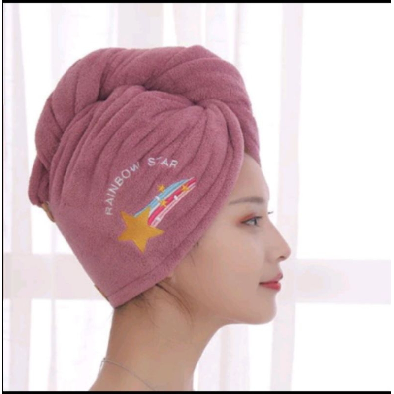 Handuk Keramas Model Kancing Handuk Keramas Rambut Turban keramas