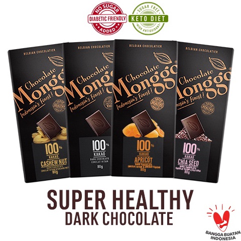 

READY STOK Chocolate Monggo Cokelat Premium 1 Cocoa Super Healthy Coklat Diet Keto Diabetic Friendly Tablet 8gr