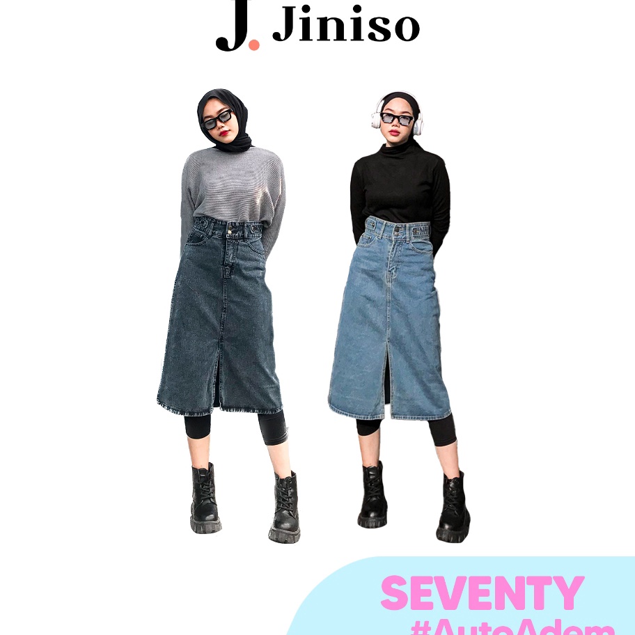 COD JINISO  Highwaist Rok Seventy Jeans Panjang