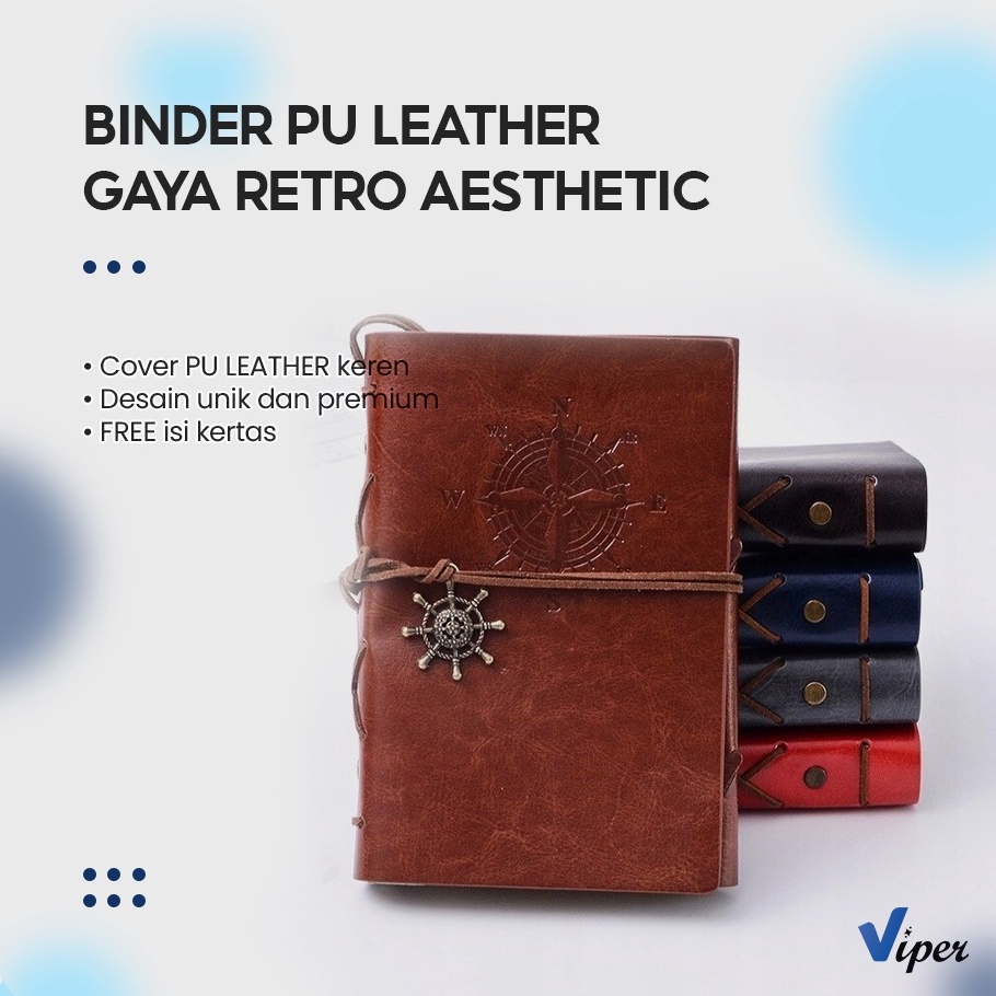 

Ready Stok Buku Catatan Notebook A5 A6 Buku Diary Aesthetic Gaya Retro Binder Unik Cover Kulit PU Leather