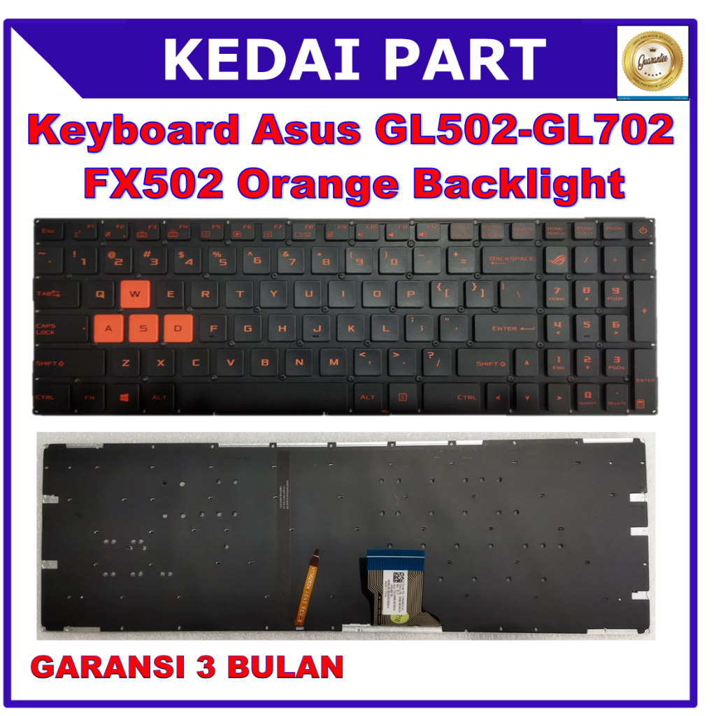 Keyboard Asus ROG Strix FX502 GL502 GL702 GTX 1060 Orange Backlight