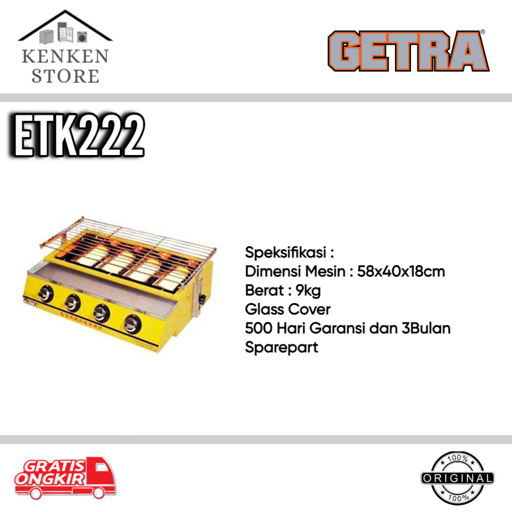 KOMPOR PEMANGGANG GETRA ETK222  4 TUNGKU