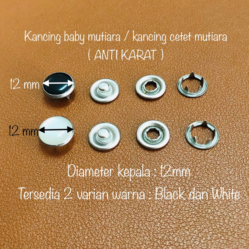 kancing cetet mutiara anti karat / kancing jepret mutiara 12mm / kancing snap mutiara