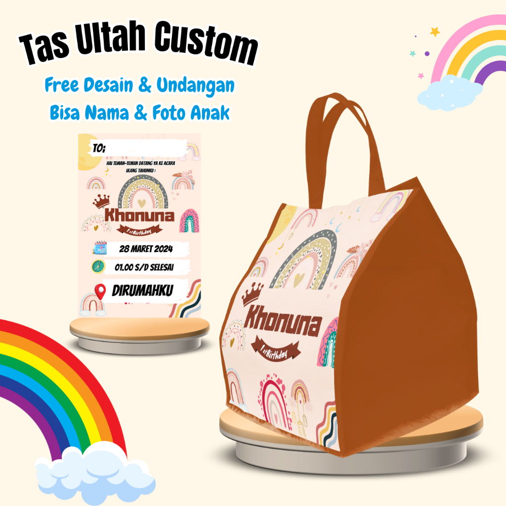 

40 Pcs Tas Ultah Murah Unik Free Undangan & Request Desain Nama Foto Animasi Muat Bento