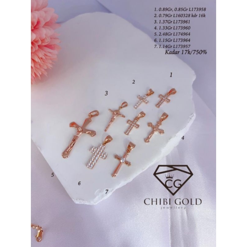 CHIBIGOLD - Liontin emas  SALIB Emas 750 kadar 17k - CHIBIGOLD