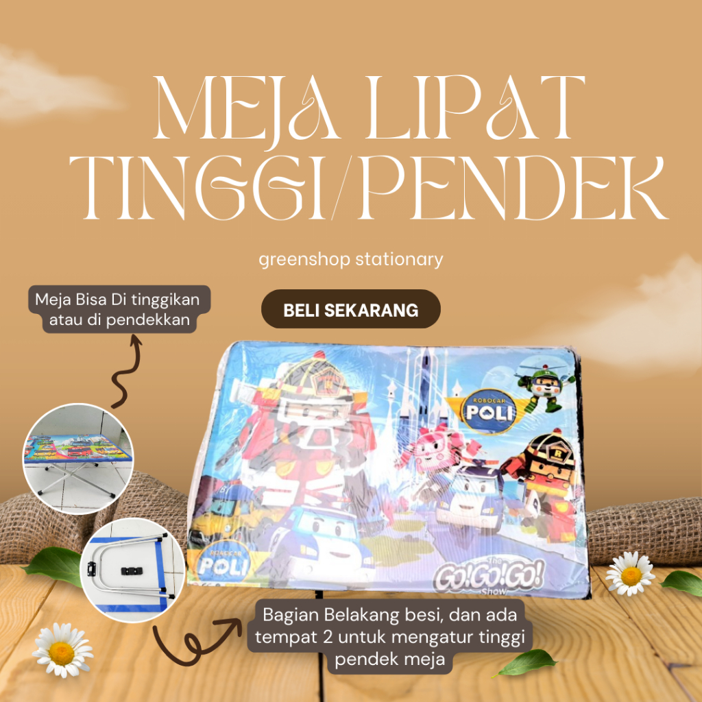 Meja Lipat Belajar Tinggi/pendek disesuaikan