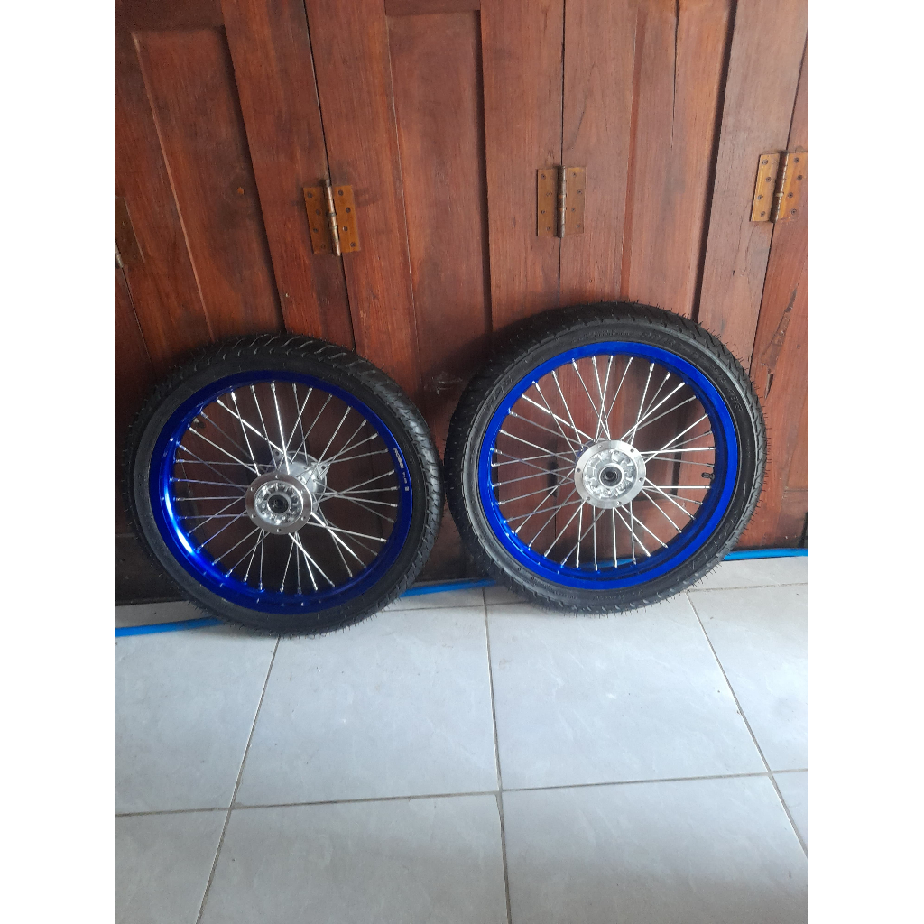 paket hemat roda semi cacing klx ring 17 wheelset herex dtracker ukur velg 185/215
