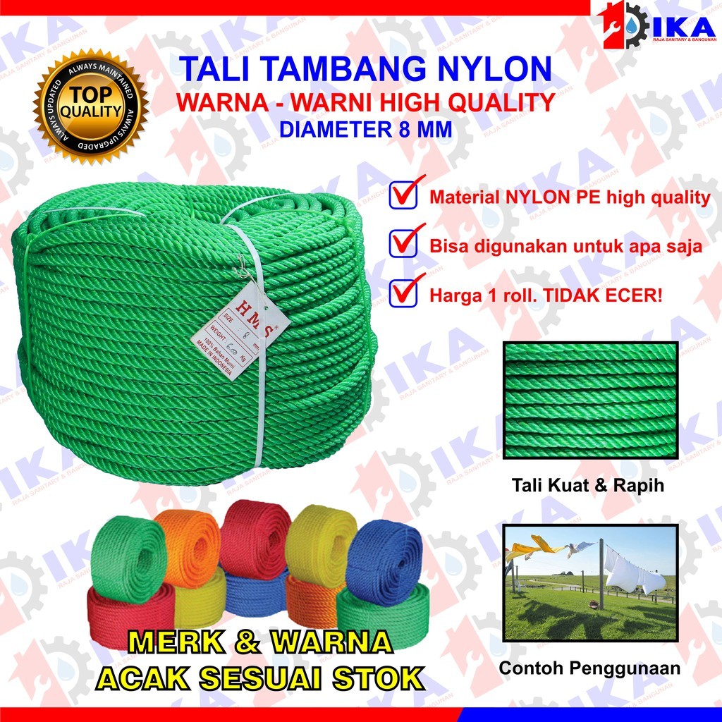 TALI TAMBANG ROLL PP 8 MM MURAH / TALI TAMBANG PPD / TALI PROYEK / TALI KAPAL / TALI TAMBANG PLASTIK
