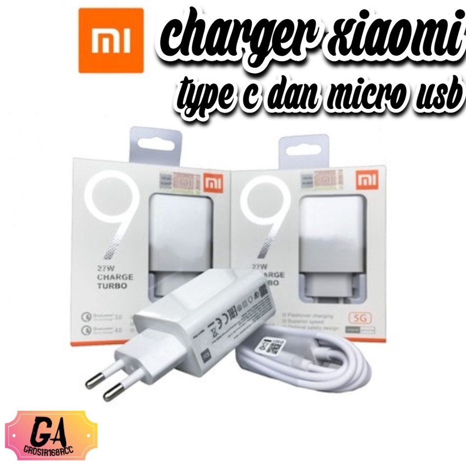 Charger Turbo XIAOMI MI 9 27W Micro  Type C Fast Charging Charger  Best Produk