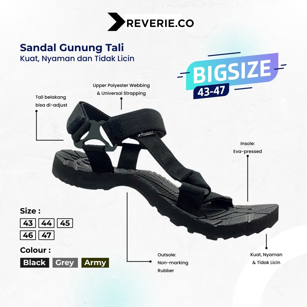Sandal Gunung Jumbo Sendal Pria Jumbo Big Size Sandal Pria Outdoor Sandal Jepit Gunung Sandal Gunung