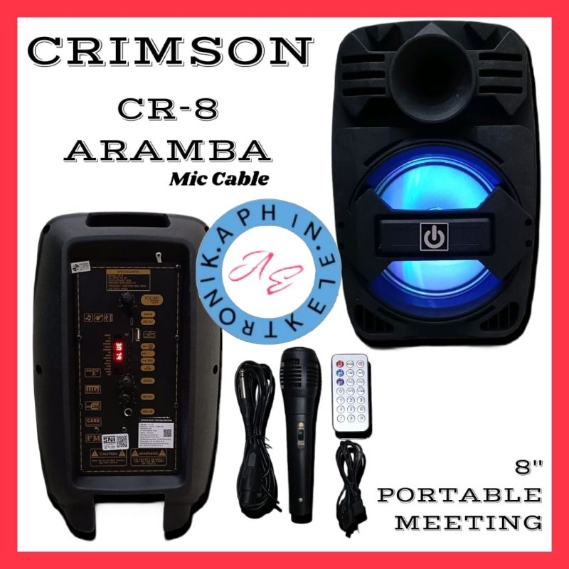 Speaker Portable 8 inch Speaker CRIMSON 8 inch ARAMBA CR-8 SPEAKER MURAH + MIC