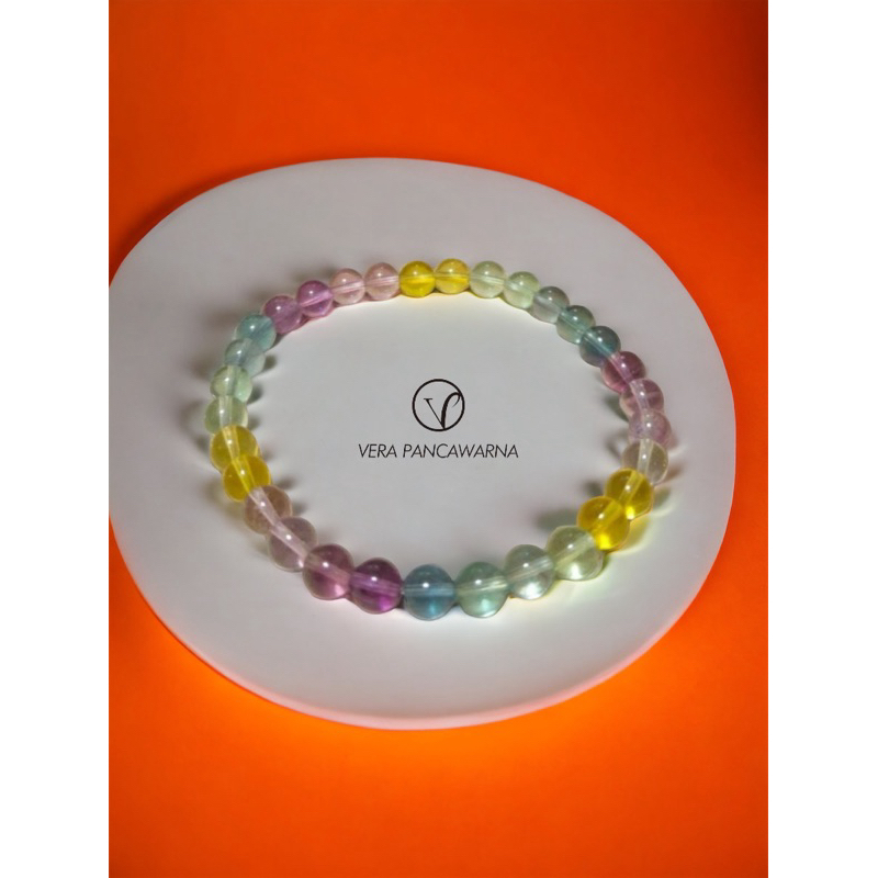 Gelang Batu Natural Pancawarna Fluorite
