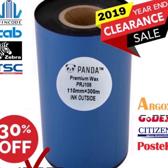 

1111 PREMIUM WAX 11X3 OUT BARCODE RIBBON PRINTER LABEL WINCODETSCZEBRASATOARGOXGODEXTECPOSTEK