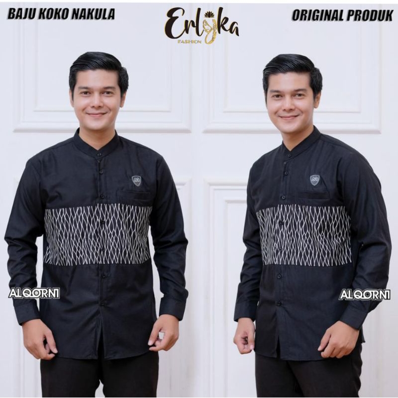 Baju Koko Pria Dewasa Lengan Panjang Motif NAKULA Original