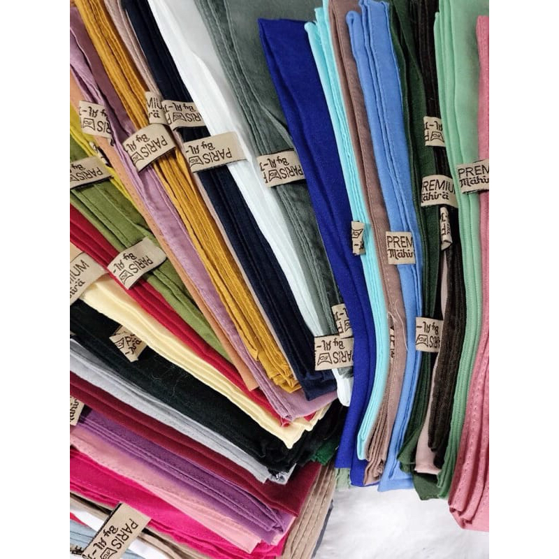 Hijab Segi Empat Paris Premium Polos Original  Almahira / Paris Premium Jahit tepi
