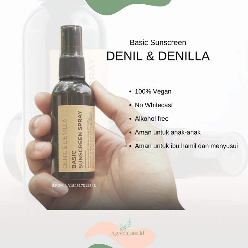 Sunscreen Spray 100% Vegan Aman untuk Anak Bumil Busui - Basic Sunscreen Denil & Denilla
