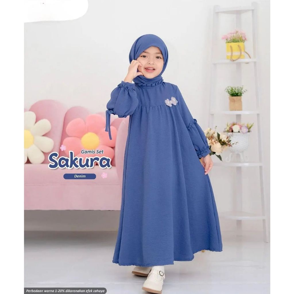 Sakura Kids Gamis Anak Perempuan Terbaru 2024 Series Lebaran Baju Gamis Anak Usia 7 8 9 Tahun Fashio