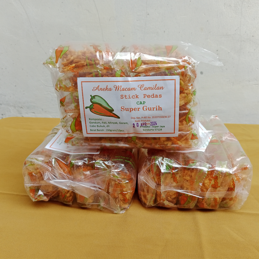 

Cemilan Pedas | Stik Pedas Cabe | Kemasan Pack [isi 10 pcs mini]