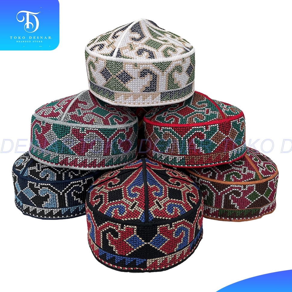 PAKET LENGKAP Peci PAKISTAN Motif Ovais Cap Bordir Kopiah Haji Sholat Santri Pria Dewasa Anak Laki K