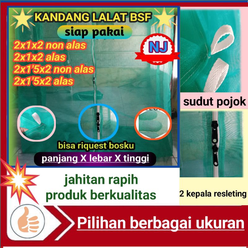 kandang lalat bsf, kandang maggot bsf siap pakai, jaring kasa hijau berkualitas