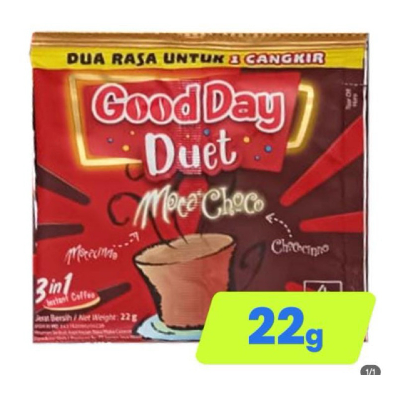 

Good Day Duet Kopi Moca Choco 22g Isi 10 Sachet