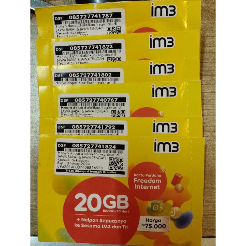 Perdana Kuota Indosat 20GB /30Hari FULL KUOTA UTAMA 24jam Tanpa Pembagian Kuota FRESH