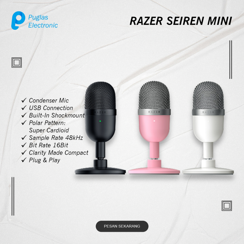 Microphone Razer Seiren Mini Mic Condenser USB Komputer PC Laptop