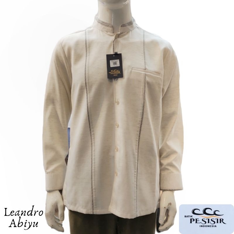 Kemko Exclusive Pria Lengan Panjang Lapis Trikot Warna Soft Cream