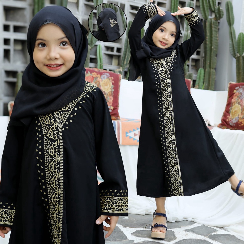 Cuci gudang Gamis Anak Perempuan umur 11 12 tahun Abaya Anak Kimono Muslim Anak Perempuan Abaya Jetb