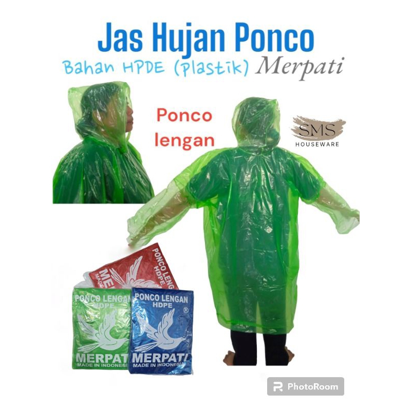 Jas Hujan Kresek / plastik Ponco Lengan Merpati HPDE - Mantel hujan plastik - jas hujan plastik - Ja