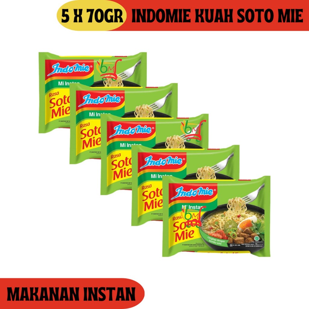 

5PCS Indomie Mie Instan Kuah Rasa Soto Mie