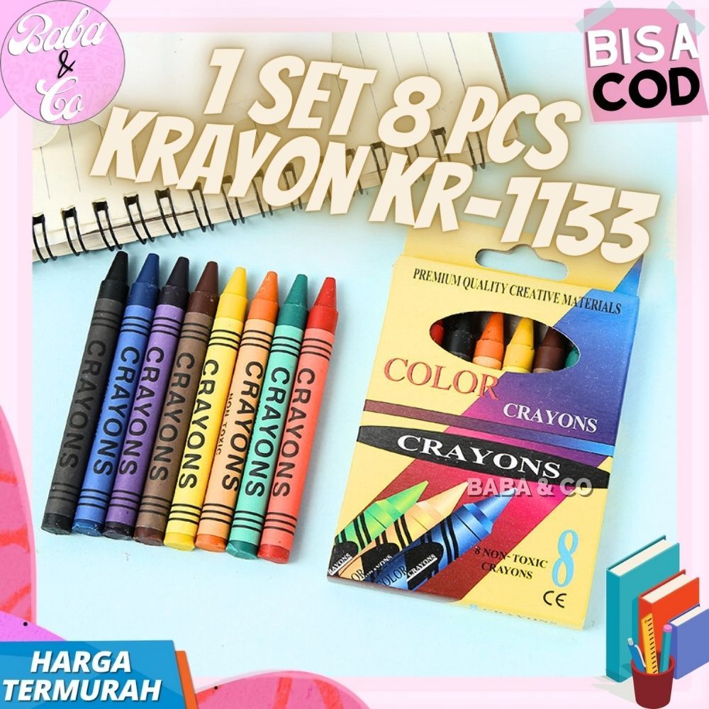 

1 SET KRAYON 8pcs CRAYON MURAH 1 SET 8 WARNA KRAYON GAMBAR KR-1133