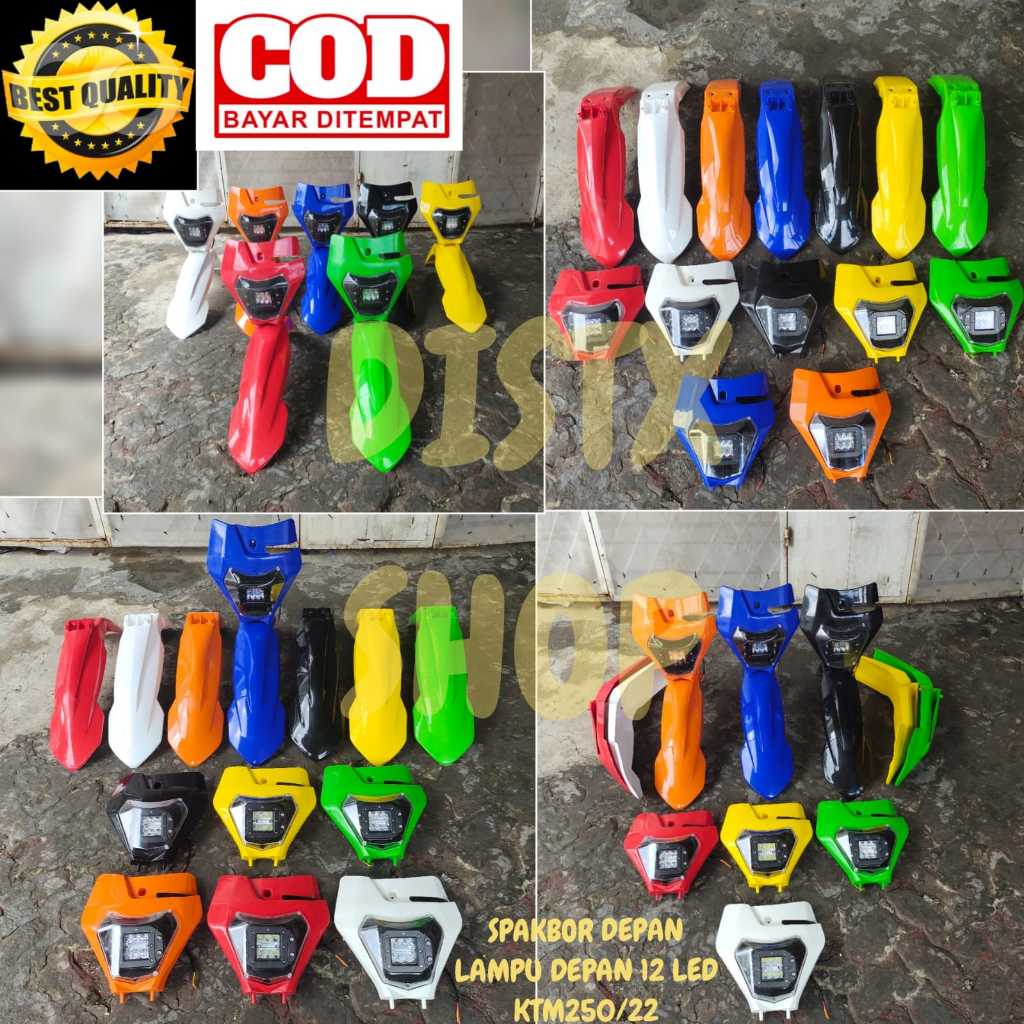 BODY SET KTM 250 2022 2ITEM LAMPU DEPAN 12LED SPAKBOR DEPAN FRONT FENDER KTM 250 TRAIL SUPERMOTO MOT