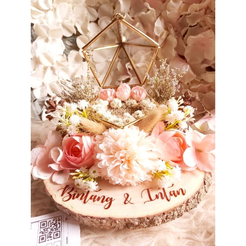 Wedding ring box mahar seserahan kotak cincin nikah unik terarium rustic dried flower artificial