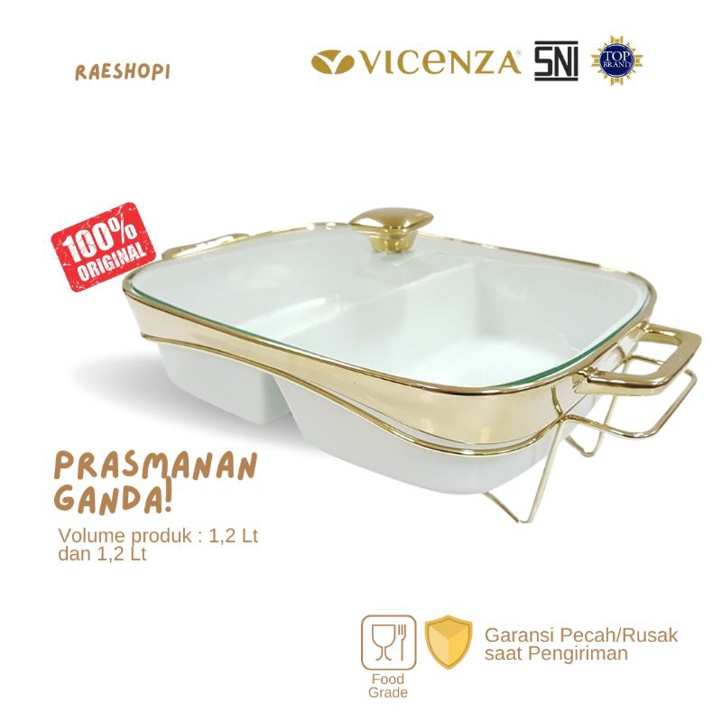 Vicenza Prasmanan Ganda Tutup Kaca B762 warna Putih Gold