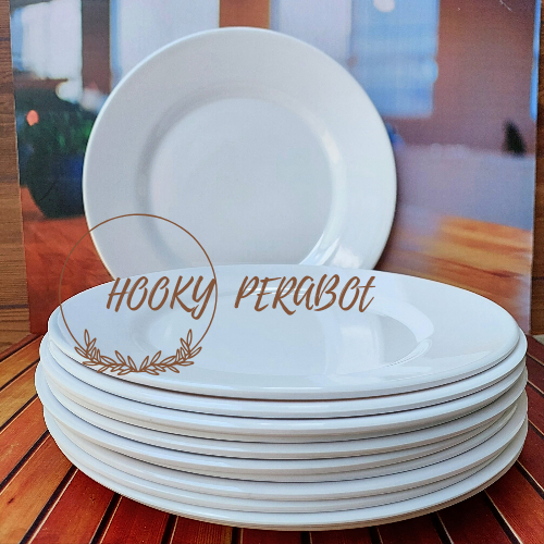 Promo 6 Pcs Piring prasmanan datar melamin 10 inch bulat polos melamin tebal terbaru