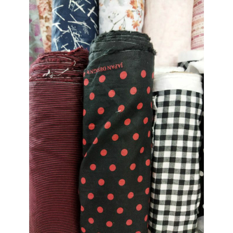 Kain/Bahan katun jepang tokai senko motif //Kain katun jepang motif polkadot//Bahan katun jepang pre