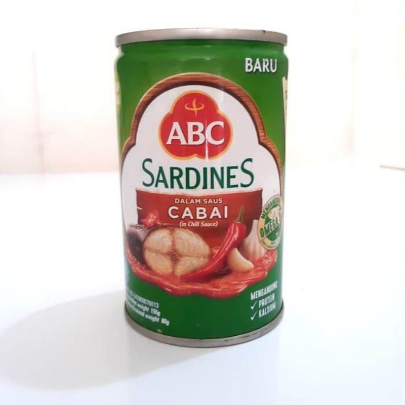 

Sarden ABC Cabai 155kg Dus Isi 60 kaleng / Sarden ABC Cabai 155grm Dus Isi 60 Pcs