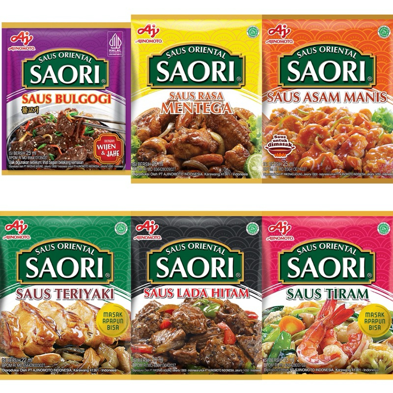 

(5 sachet) Saus Oriental SAORI (Asam Manis, Bulgogi, Mentega, Lada Hitam, Teriyaki, Saus Tiram)